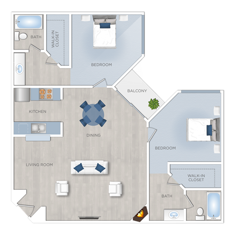 two-bedroom apartments in Hollywood, CA